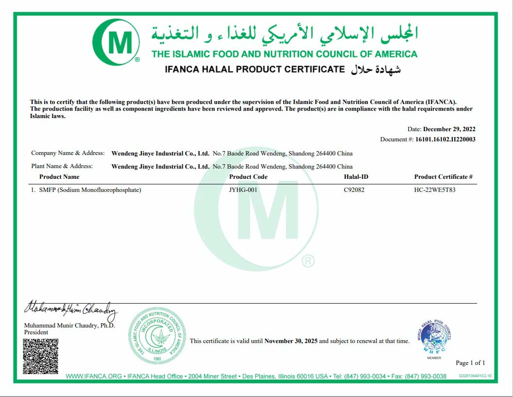 Ifanca halal product certificate