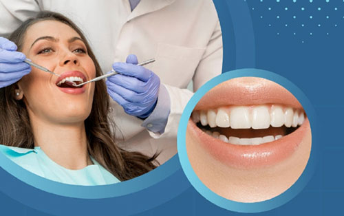 Dentist is whitening the teeth