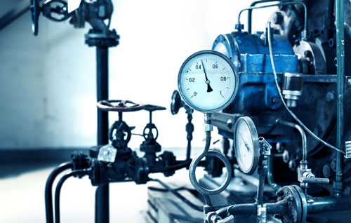 The gauge on the boiler