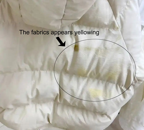 the fabrics appreares yellowing
